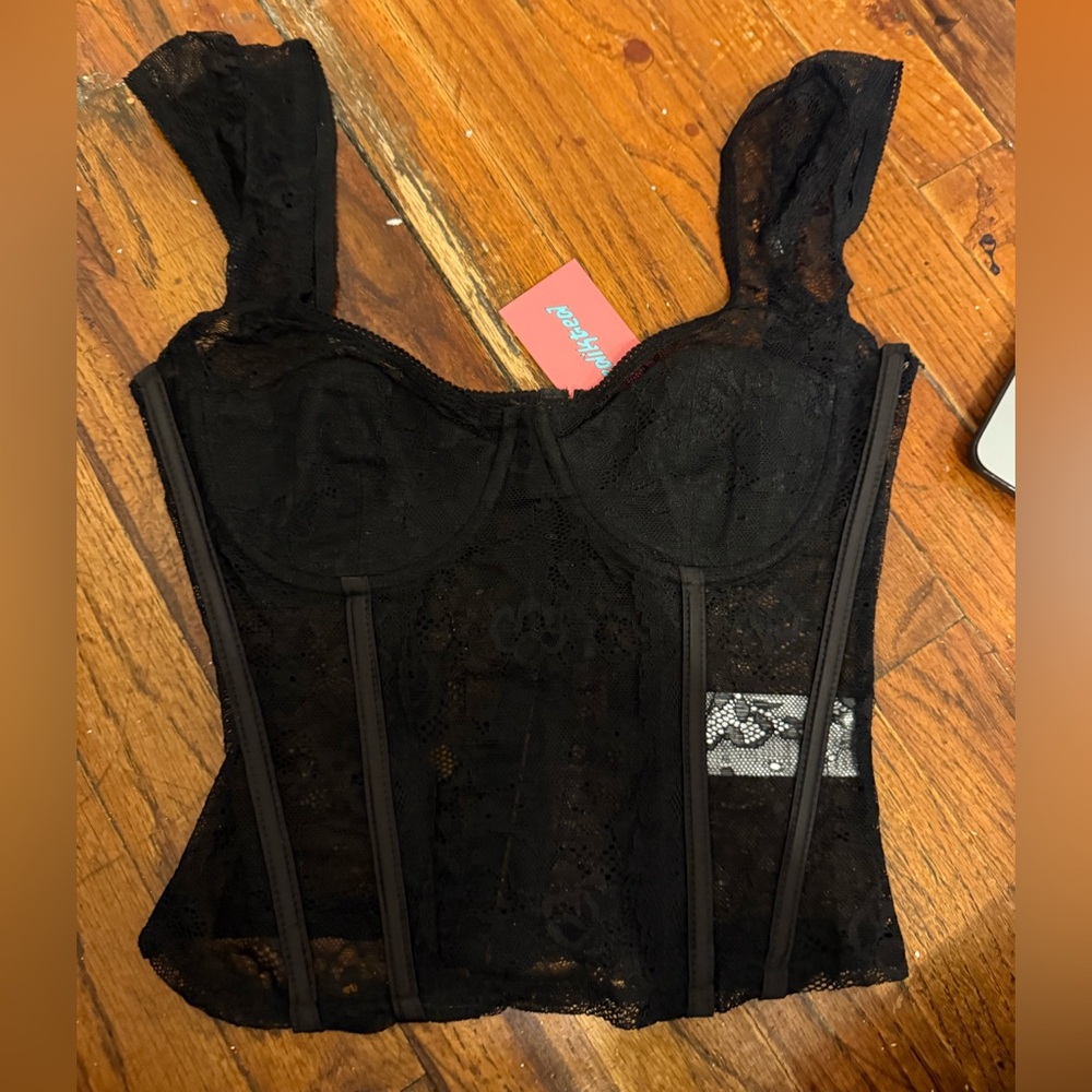 Edikted Black Lace Bustier Corset Top